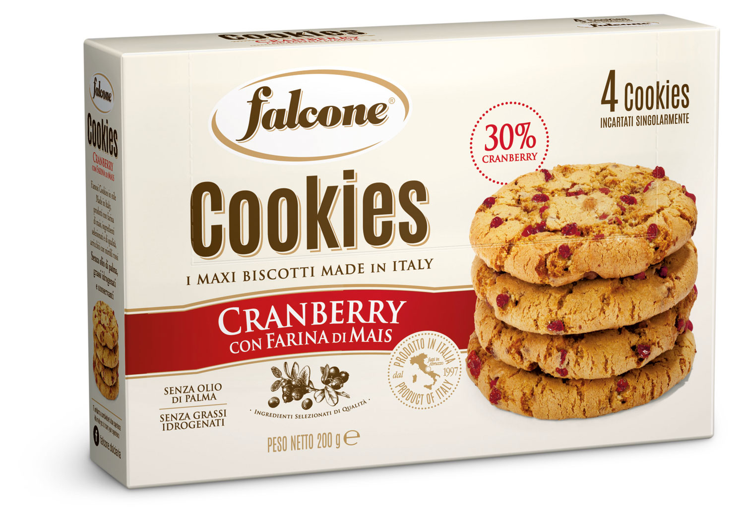 

Печенье сахарное Falcone Cookies с клюквой и кукурузной мукой, 200 г