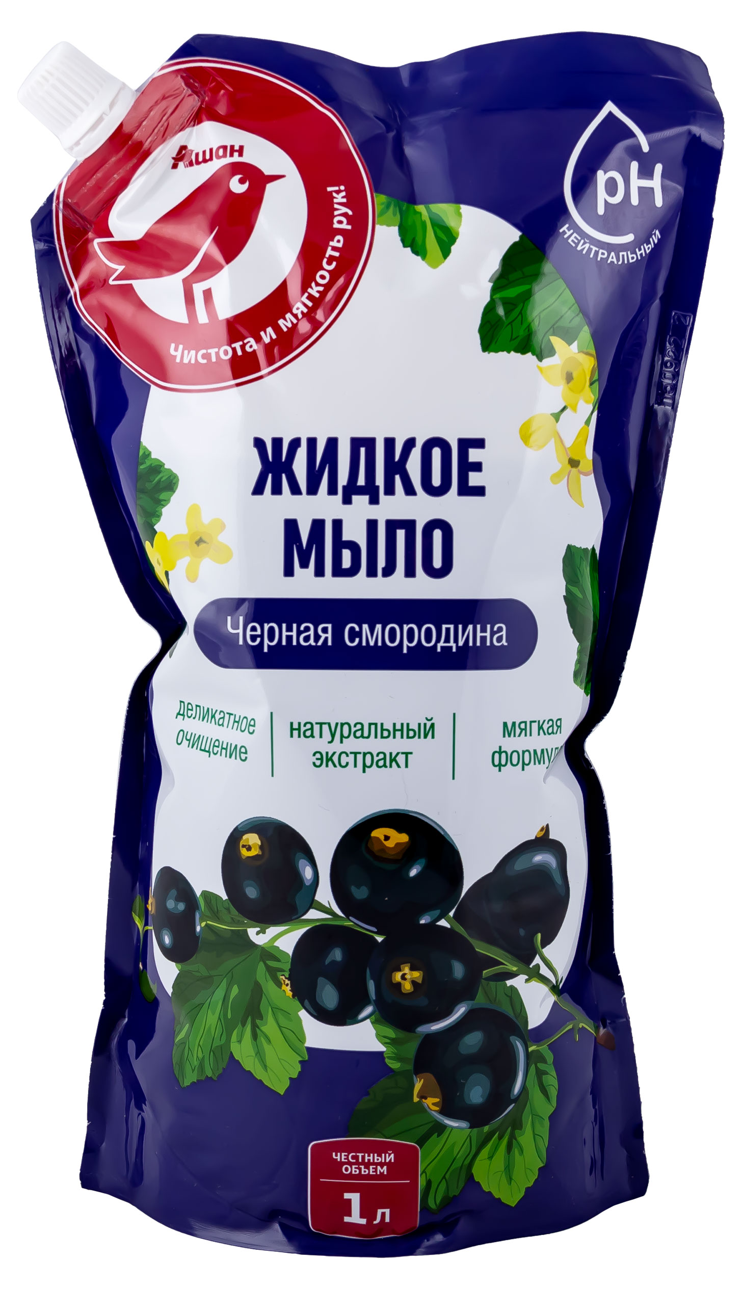 

Мыло АШАН Красная птица жидкое с ароматом черной смородины, 1 л