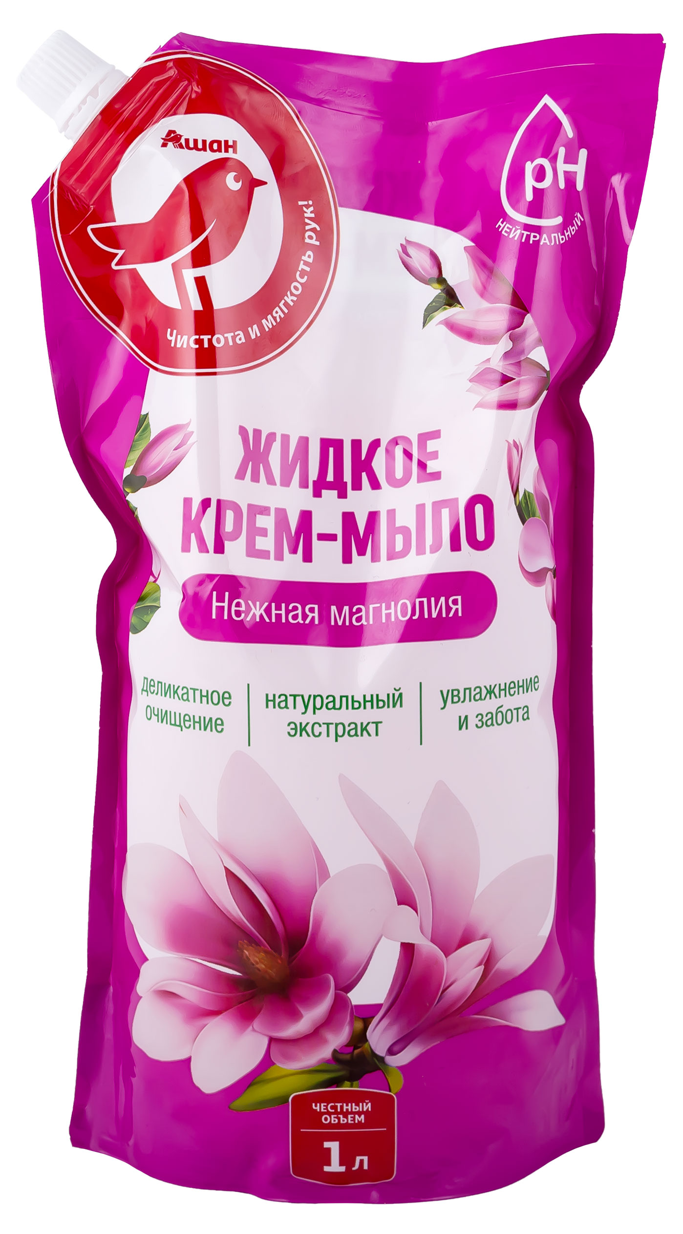 

Мыло АШАН Красная птица жидкое с ароматом магнолии, 1 л