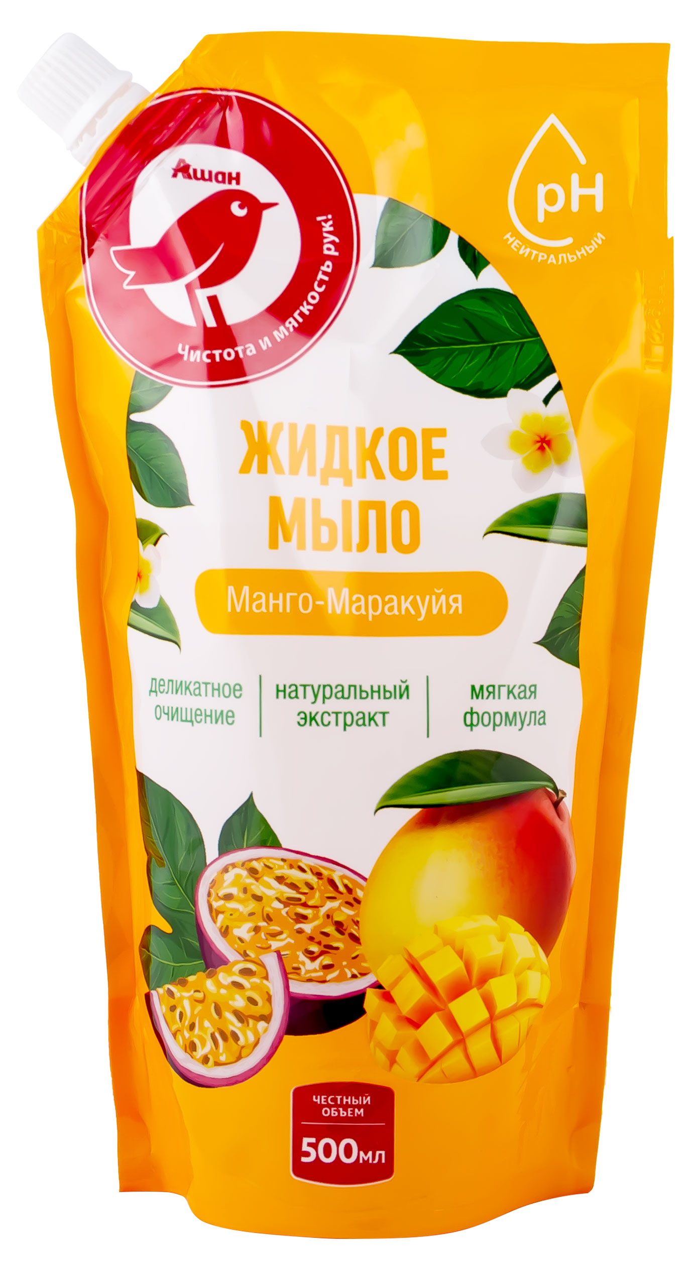 

Мыло АШАН Красная птица жидкое с ароматом манго и маракуйи, 500 мл