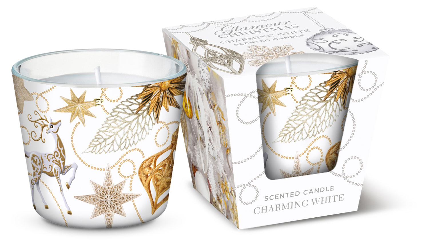

Свеча ароматизированная в стакане Bartek candles Гламурное Рождество, 9х8,5 см
