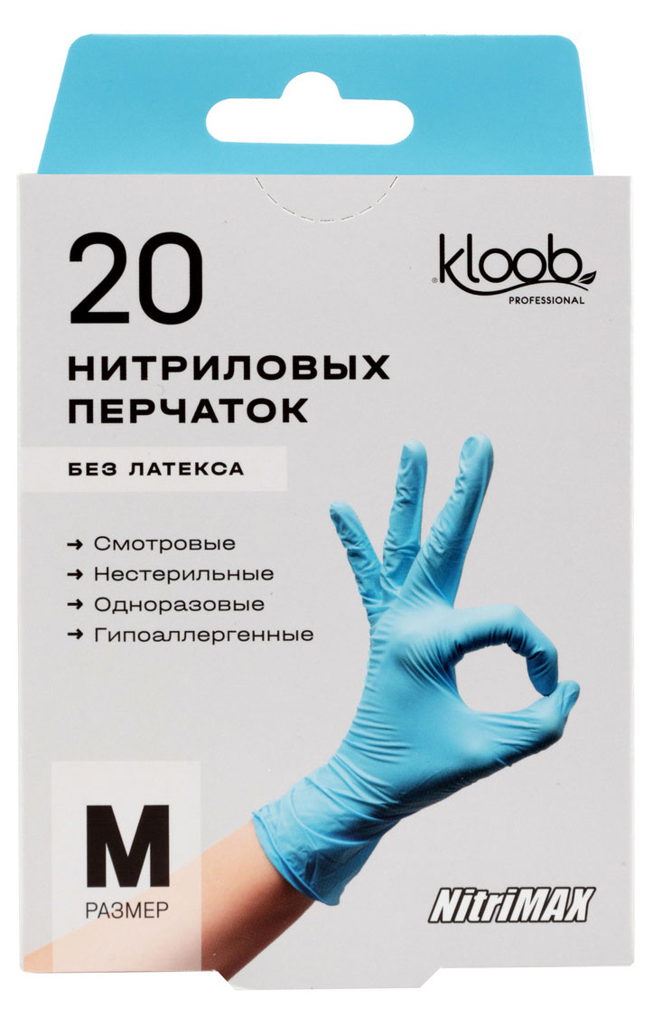 

Перчатки Kloob нитриловые M, 20 шт