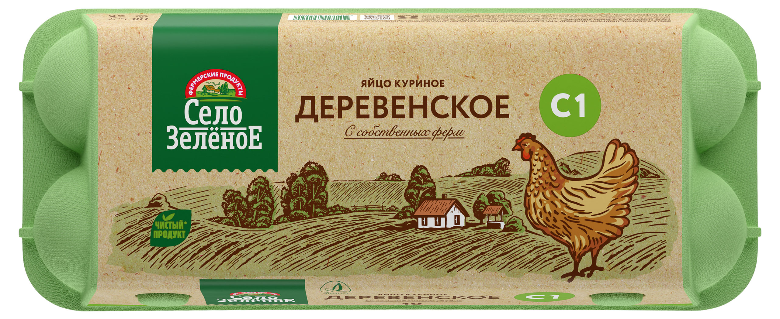 

Яйца куриные Село Зеленое Деревенские С1 цвет в ассортименте, 10 шт