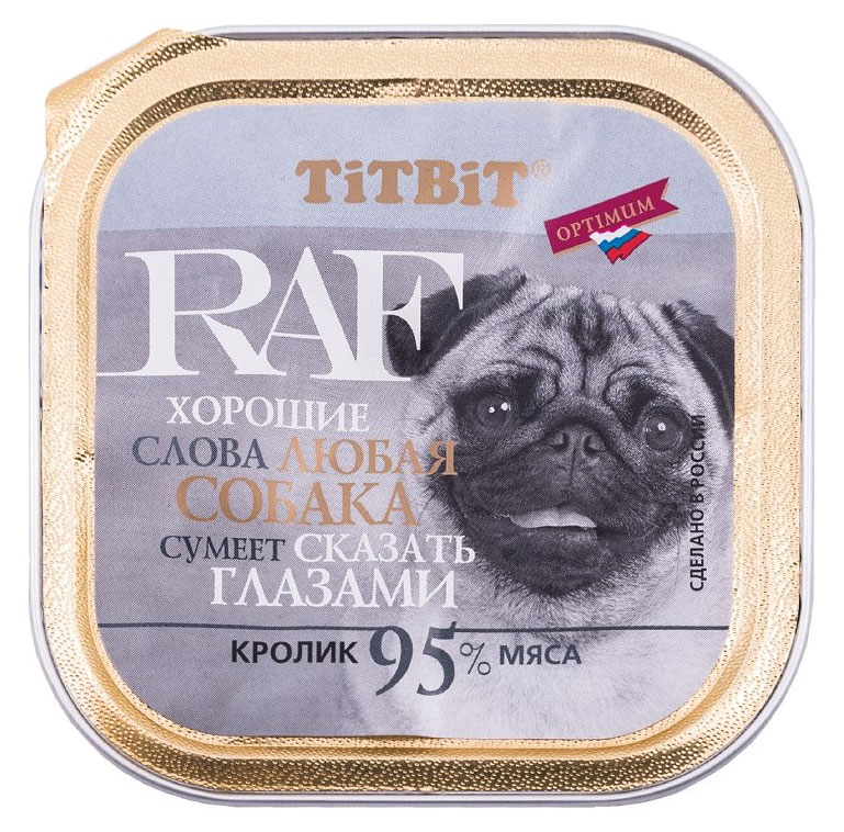 

Консервы для собак TiTBiT RAF кролик, 100 г