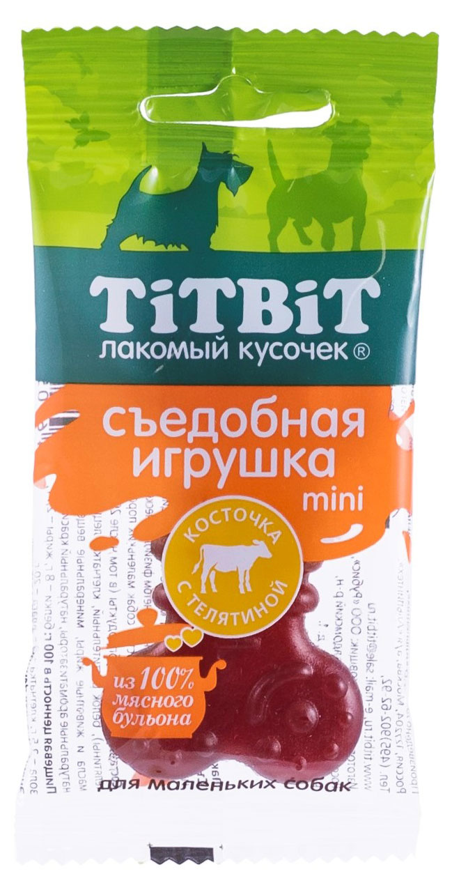 

Лакомство для собак TiTBiT съедобная игрушка косточка с телятиной Mini, 20 г