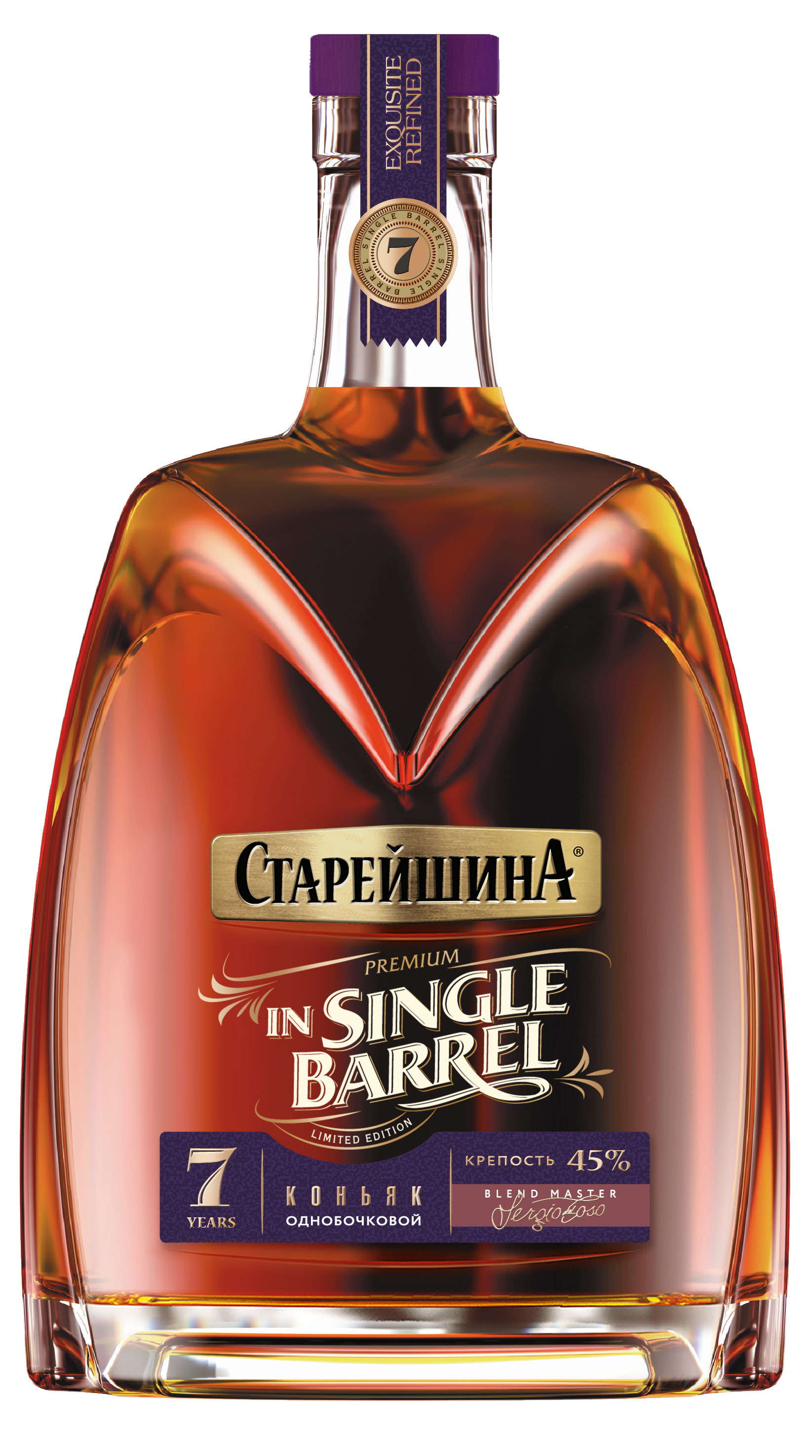 Изображение товара Коньяк «Старейшина» in Single Barrel 7 лет Россия, 0,5 л - элитный крепкий напиток