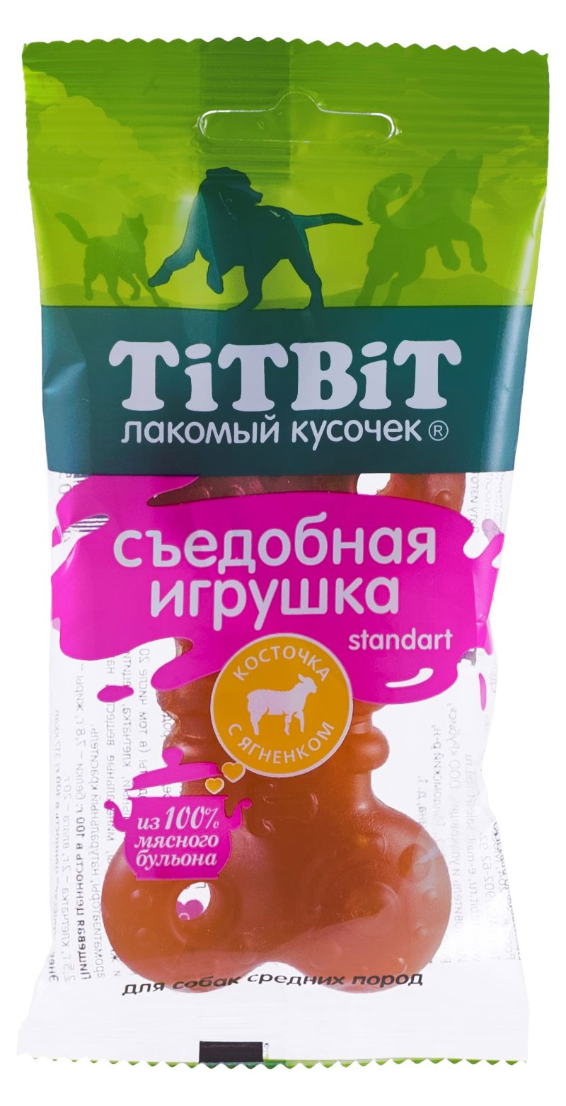 

Лакомство для собак TiTBiT съедобная игрушка косточка с ягненком Standart, 50 г