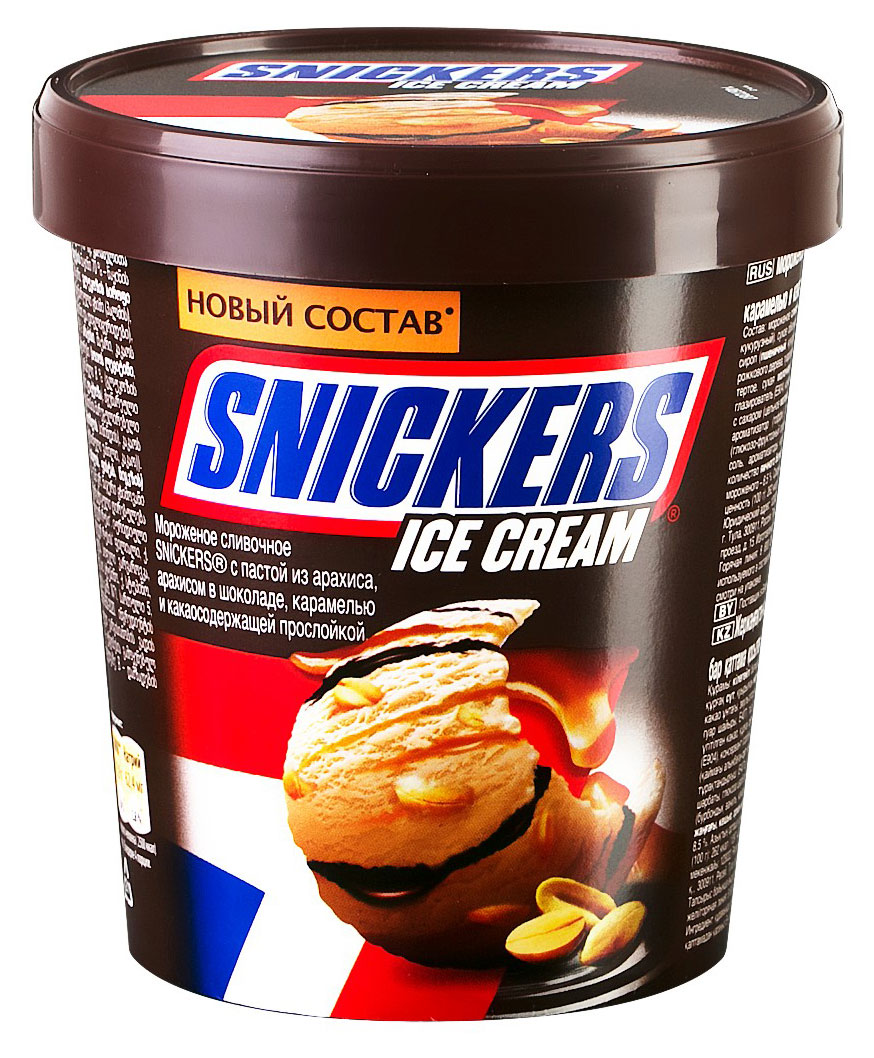 

Мороженое сливочное MARS Snickers с арахисом в шоколаде с карамелью ведро БЗМЖ, 340 г