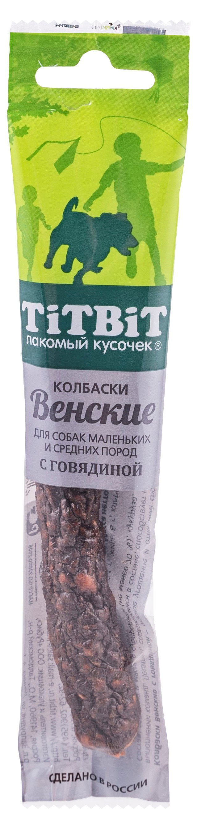 

Лакомство для собак TiTBiT колбаски Венские с говядиной для маленьких и средних пород, 20 г