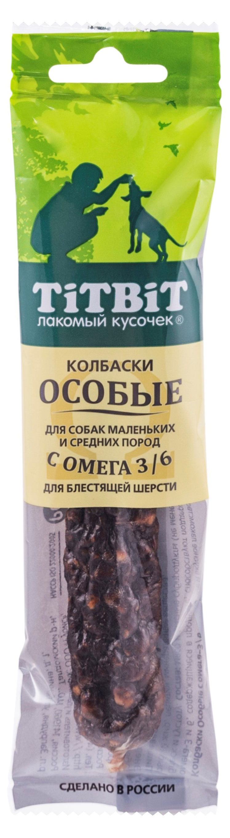 

Лакомство для собак TiTBiT колбаски Особые с омега 3/6 для маленьких и средних пород, 30 г