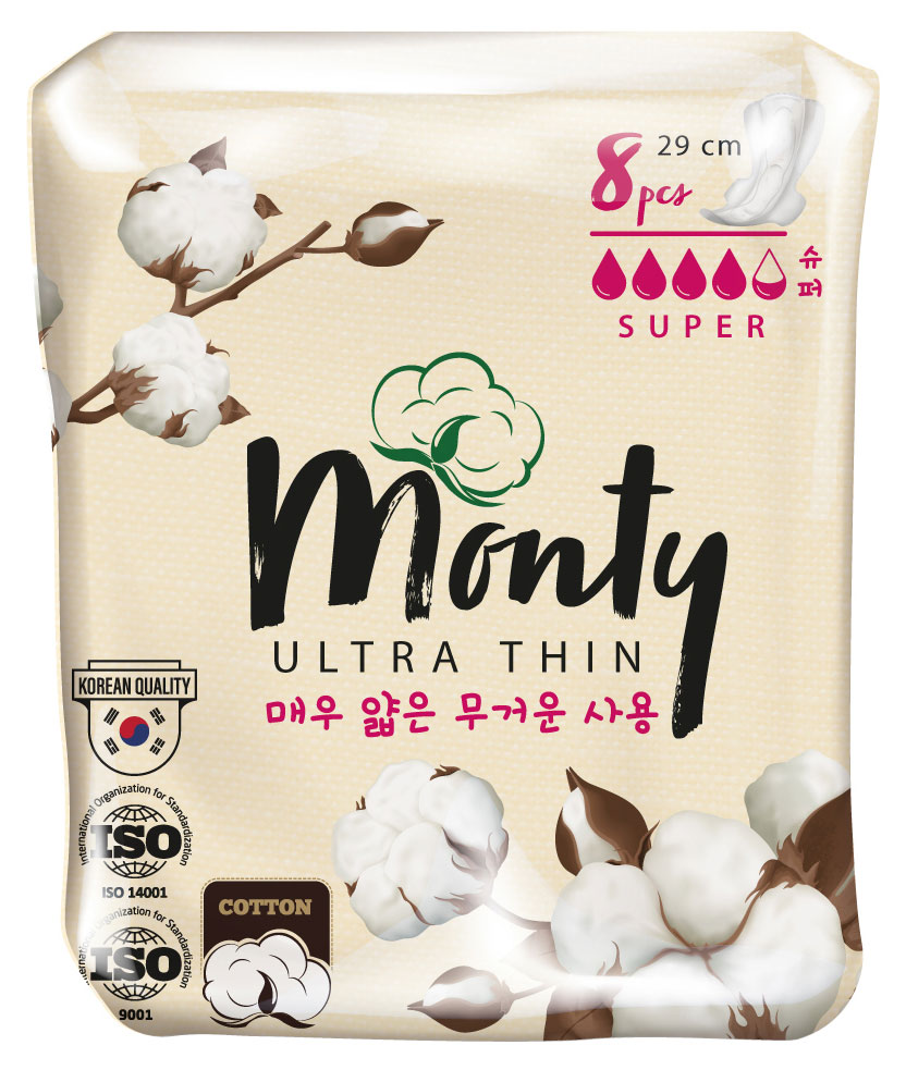 

Прокладки гигиенические Monty Ultra Thin Super Plus 290mm, 8 шт