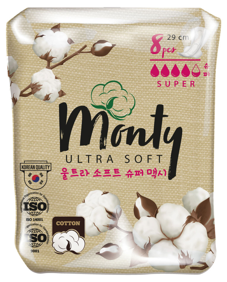

Прокладки гигиенические Monty Ultra Soft Super Plus 290mm, 8 шт