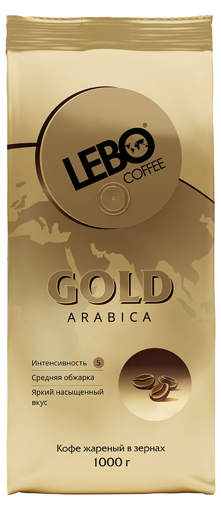 Изображение товара Кофе в зернах Lebo Gold 1 кг натуральный арабика средняя обжарка зерновой кофе