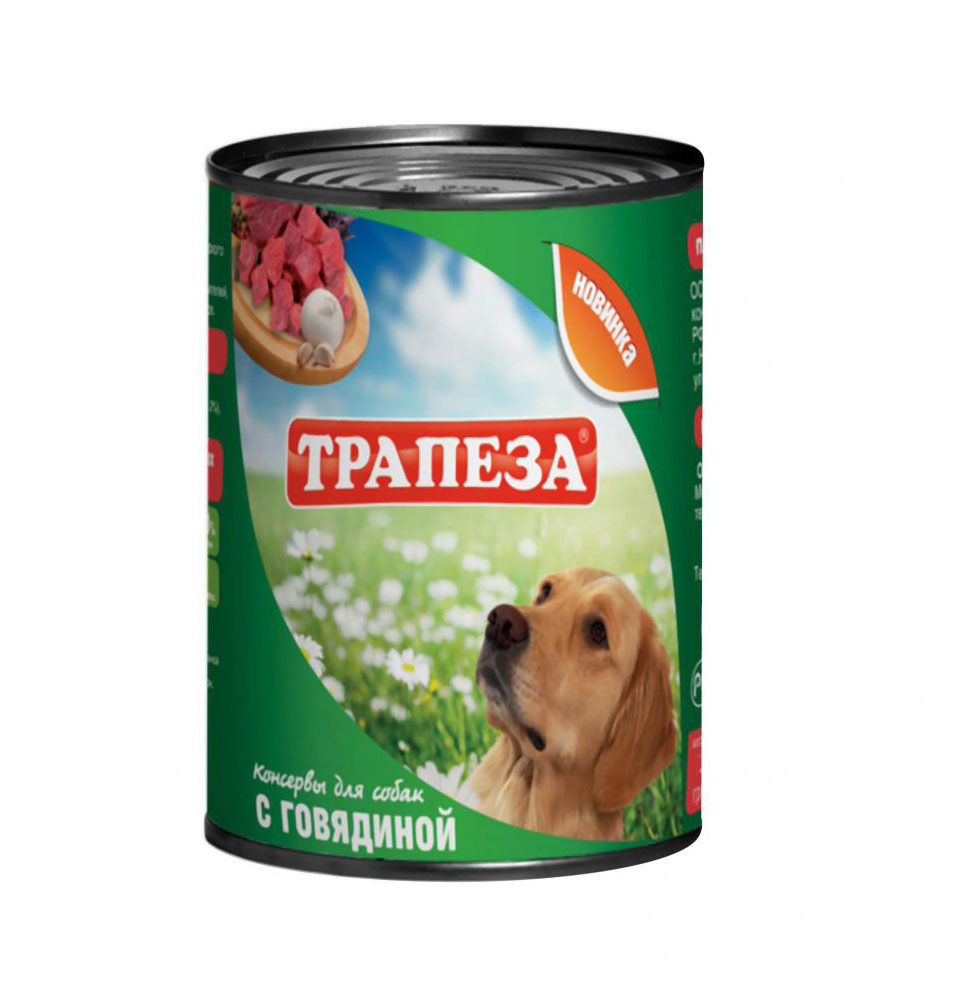 

Влажный корм для собак Трапеза с говядиной, 350 г