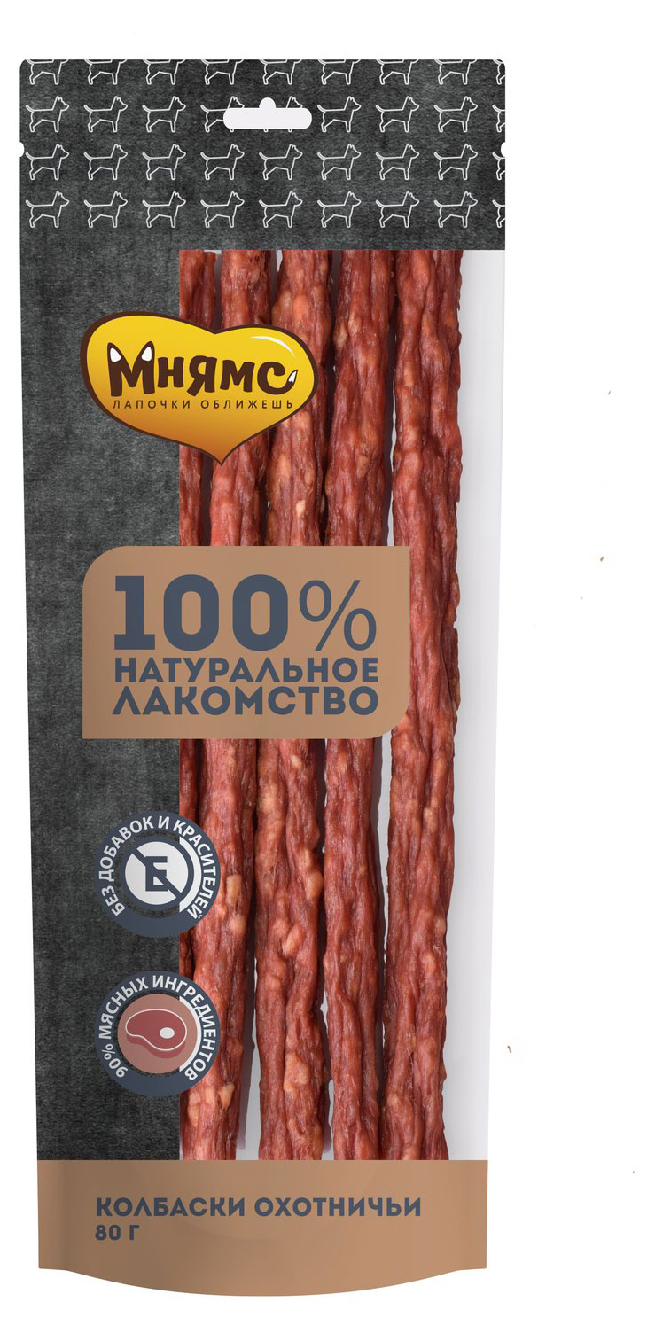 

Лакомство для собак Мнямс Охотничьи колбаски, 80 г
