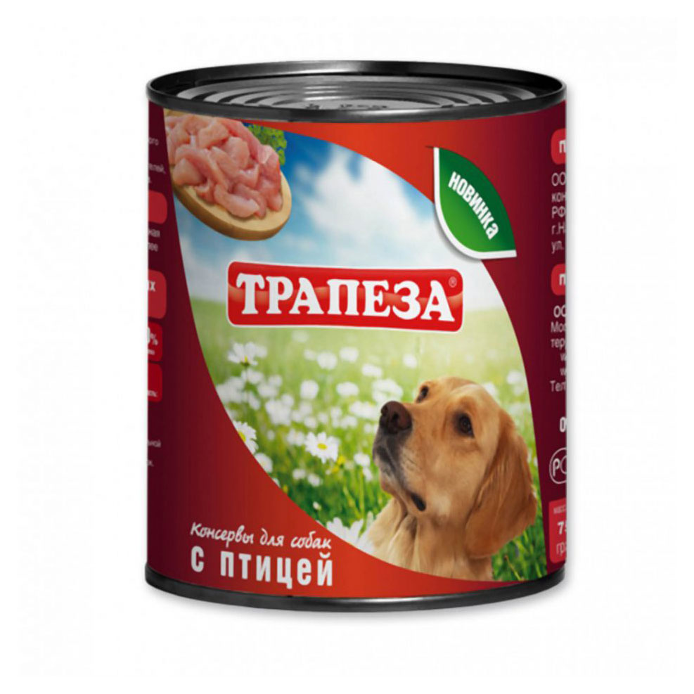 

Влажный корм для собак Трапеза с птицей, 750 г
