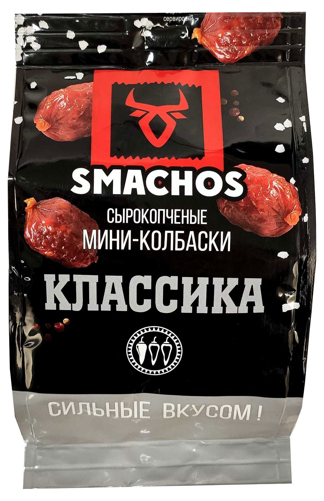 

Колбаски мини сырокопченые Smachos классика, 45 г