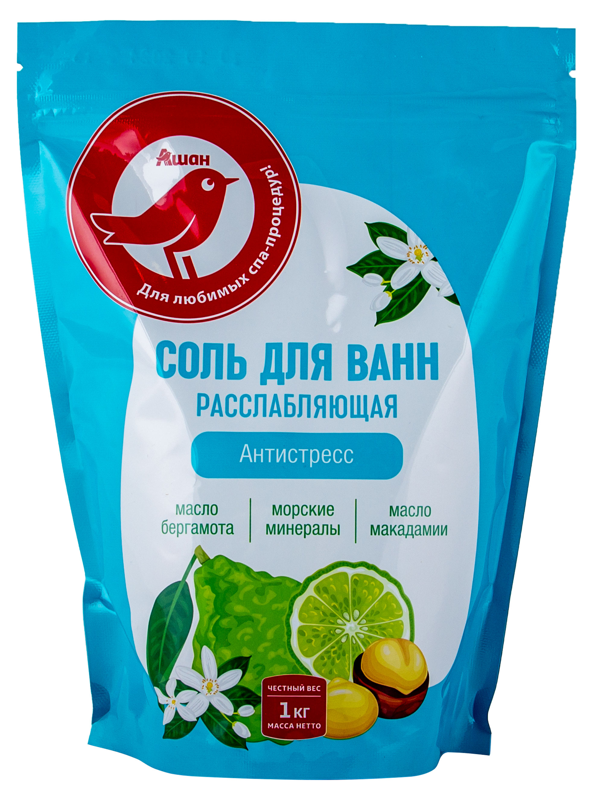 

Соль для ванн АШАН Красная птица Антистресс, 1 кг