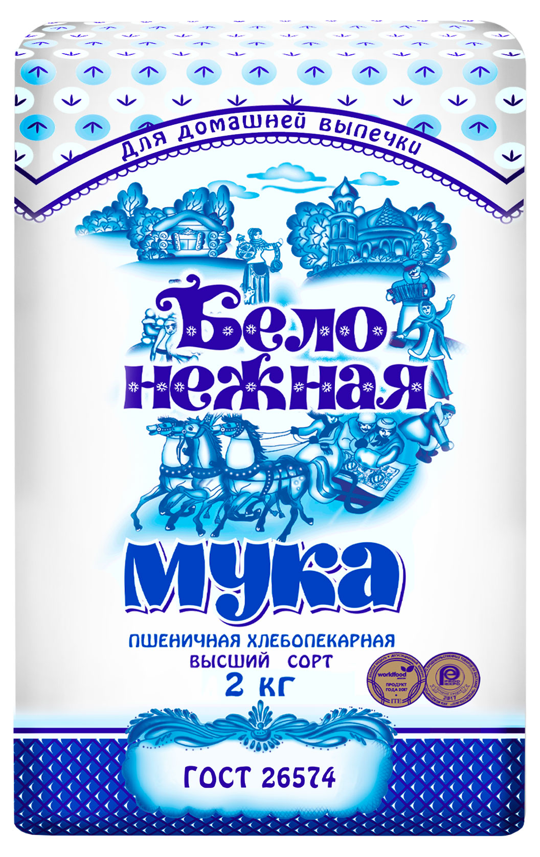 

Мука пшеничная Белонежная хлебопекарная высший сорт, 2 кг