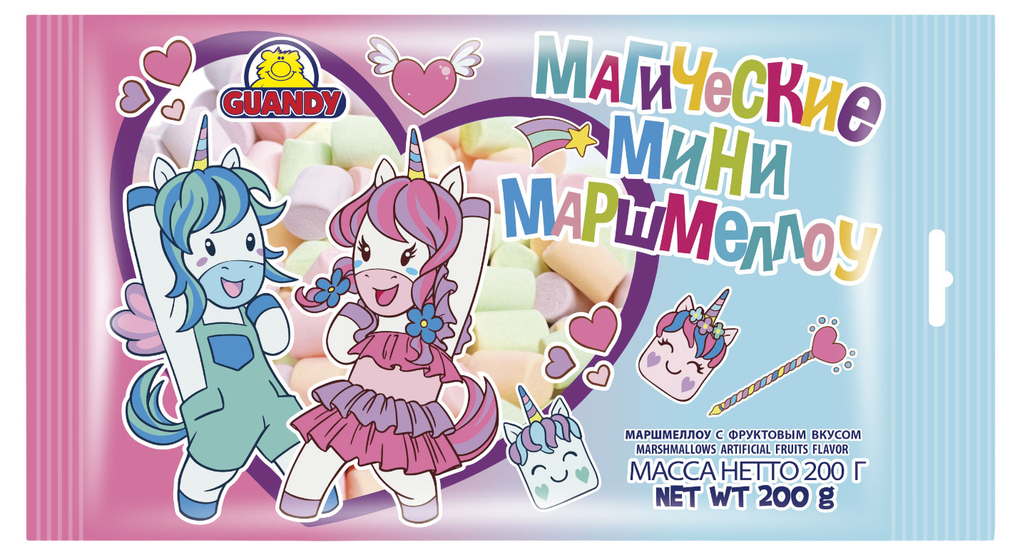 

Маршмеллоу Guandy Волшебная страна Мини с фруктовым вкусом, 200 г