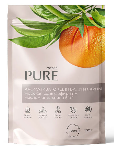

Соль для бани и сауны Pure Bases Соль и эфирное масло Апельсин, 100 г