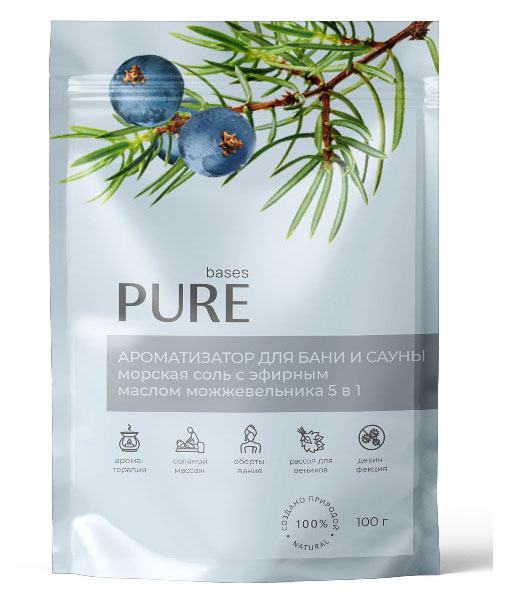

Соль для бани и сауны Pure Bases Соль и эфирное масло Можжевельник, 100 г