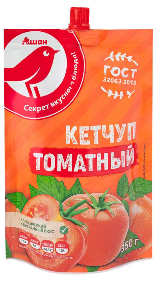 

Кетчуп томатный АШАН Красная птица, 350 г