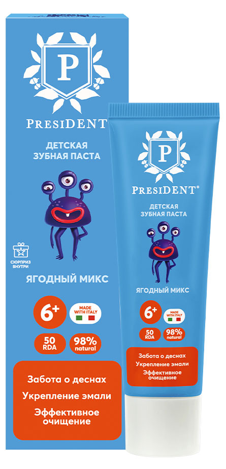 

Зубная паста детская President 6+ Ягодный микс, 43 г