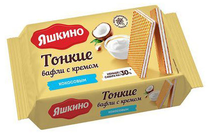 

Вафли Яшкино тонкие с кокосовым кремом, 144 г