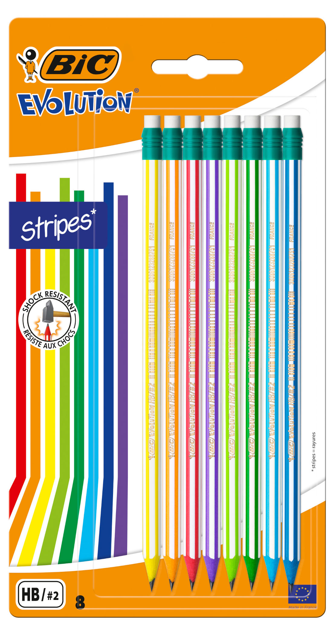 

Карандаш BIC Evolution Stripes c ластиком, 8 шт