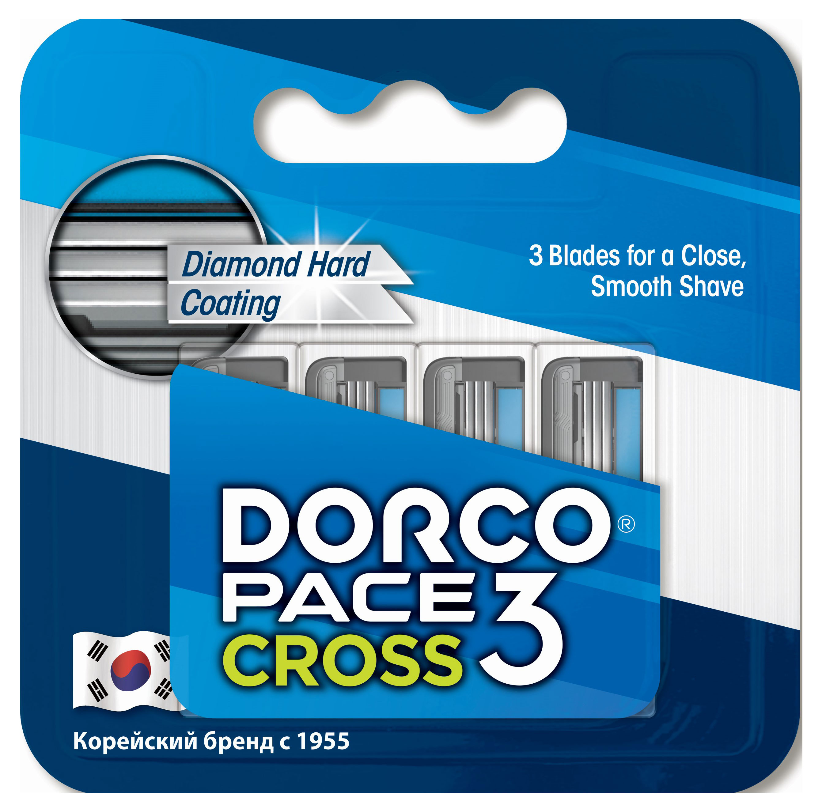 

Сменные кассеты Dorco с 3 лезвиями для бритвенного станка Pace 3 Cross, 4 шт