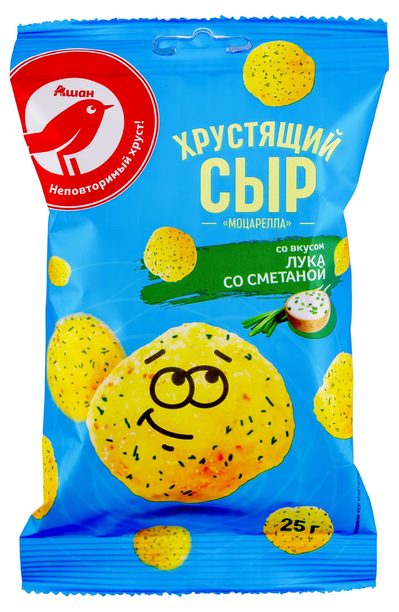 

Сыр хрустящий АШАН Красная птица со вкусом сметаны и лука, 25 г