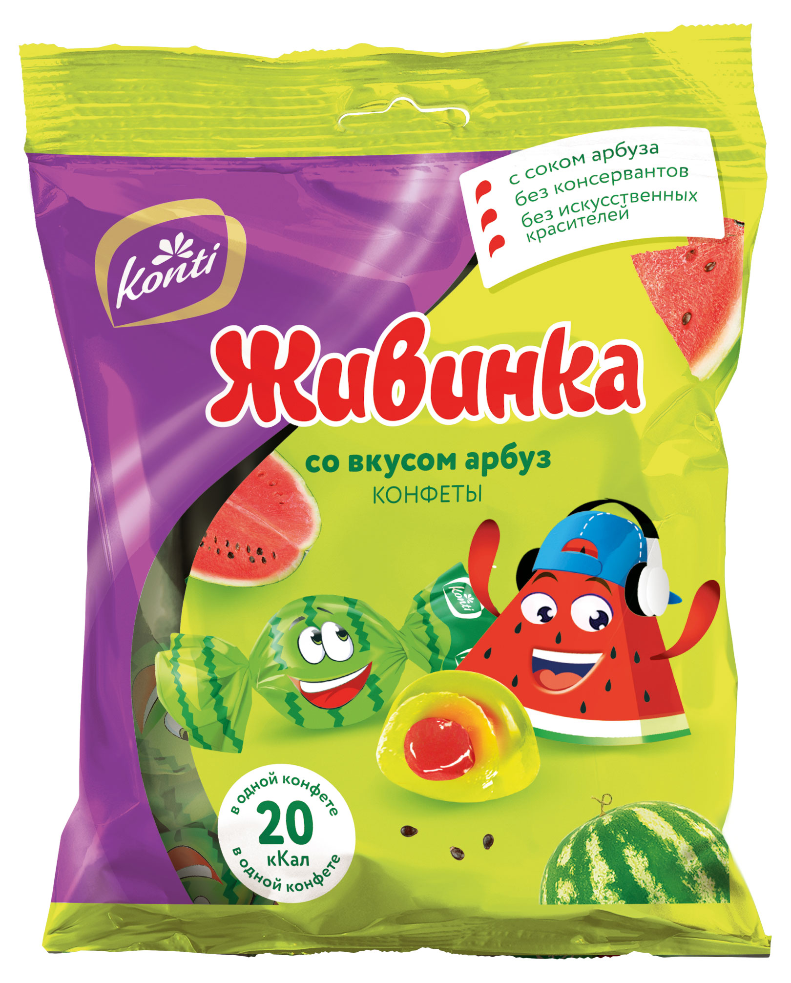 

Конфеты Konti Живинка вкус арбуз, 250 г