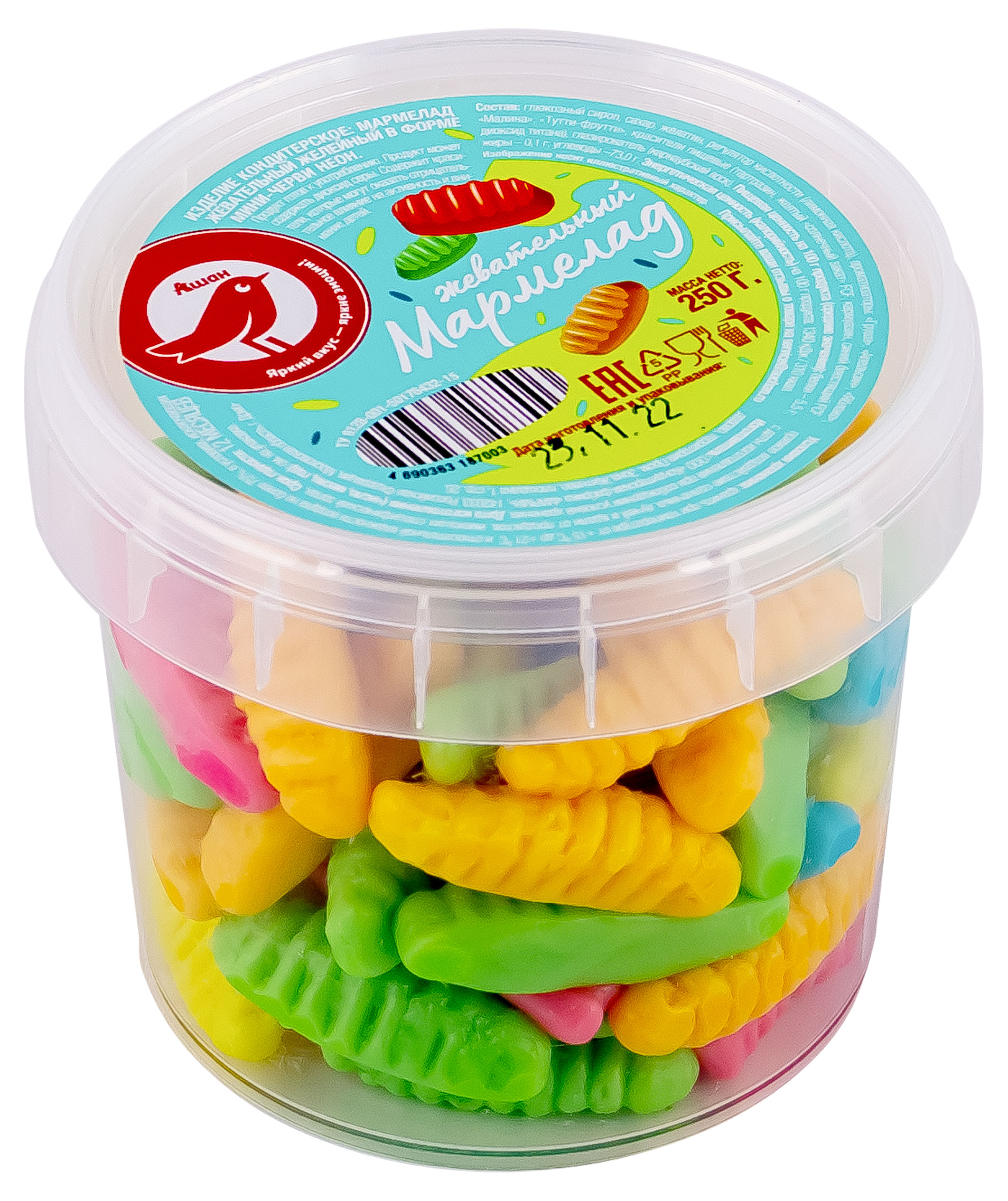 

Мармелад АШАН Красная птица Мини-червячки неон, 250 г