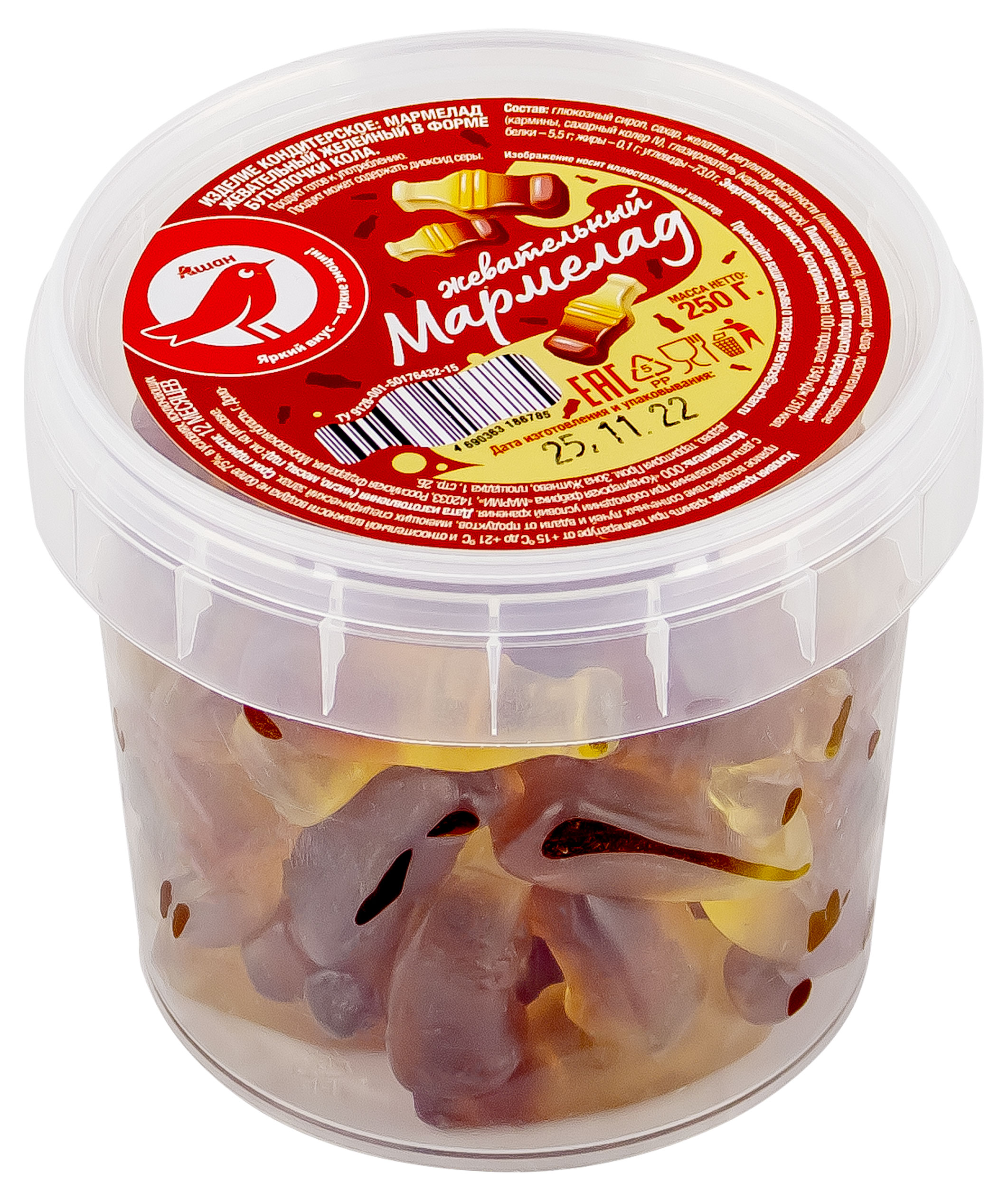 

Мармелад АШАН Красная птица Бутылочки колы, 250 г