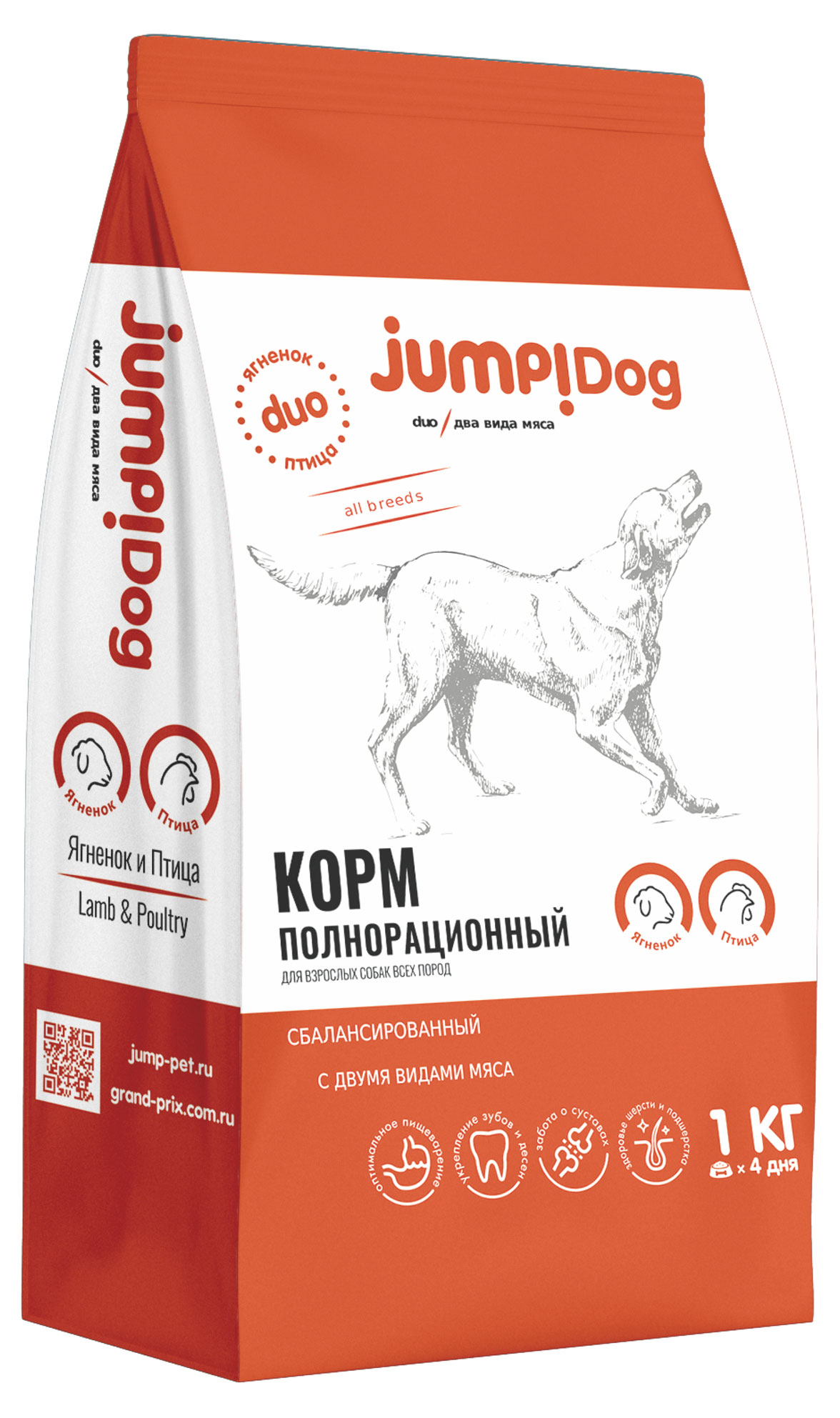 

Корм для собак JUMP Duo птица индейка, 1 кг