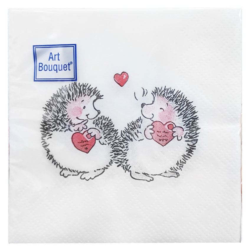 

Салфетки одноразовые бумажные Art Bouquet двухслойные Ежики 20х20 см, 30 шт