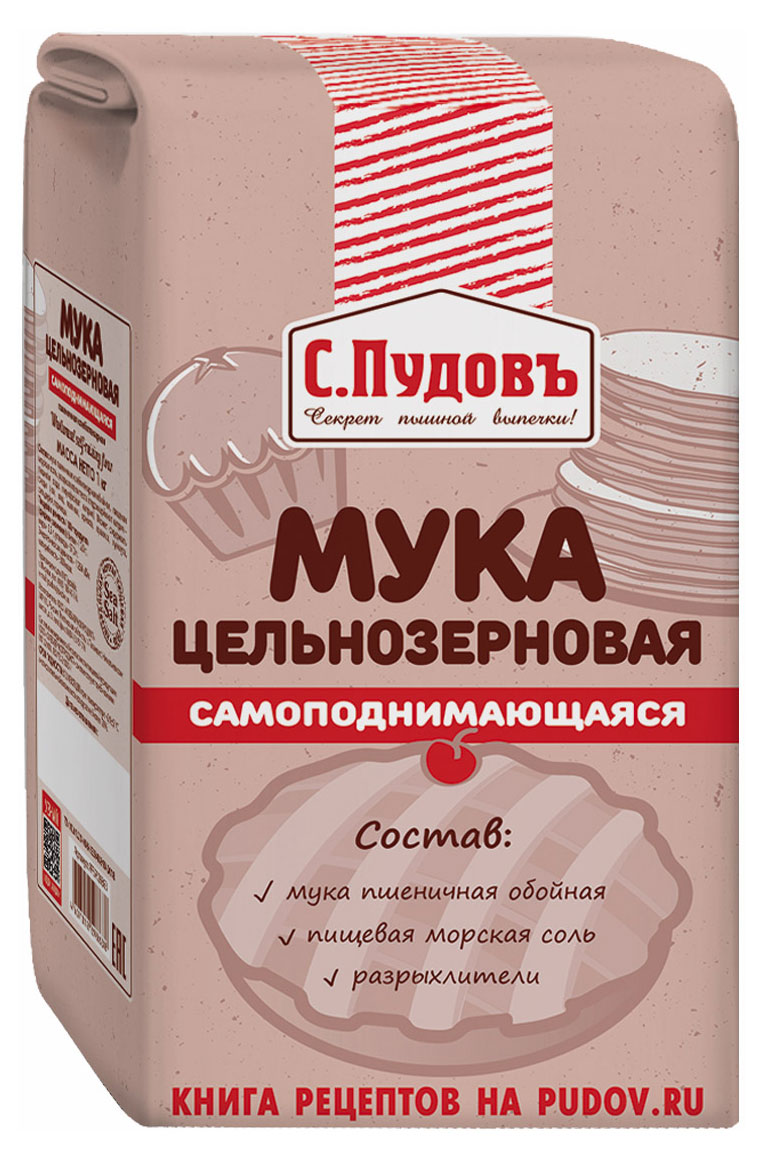 

Мука цельнозерновая С.Пудовъ самоподнимающаяся пшеничная, 1 кг