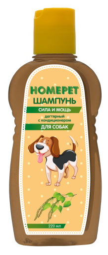 

Шампунь для собак HOMEPET Сила и помощь дегтярный с кондиционером, 220 мл