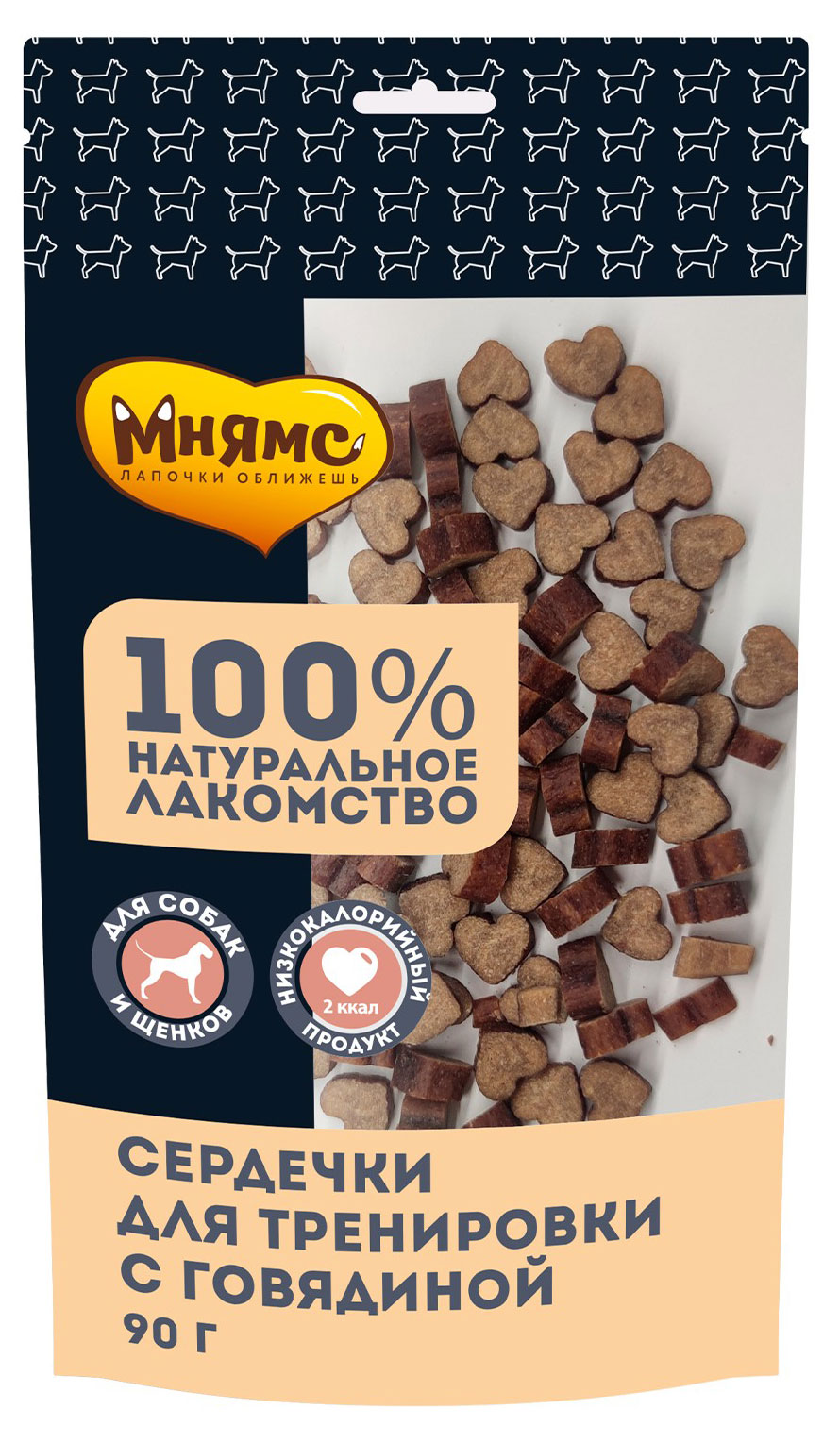 

Лакомство для собак Мнямс Сердечки с говядиной, 90 г