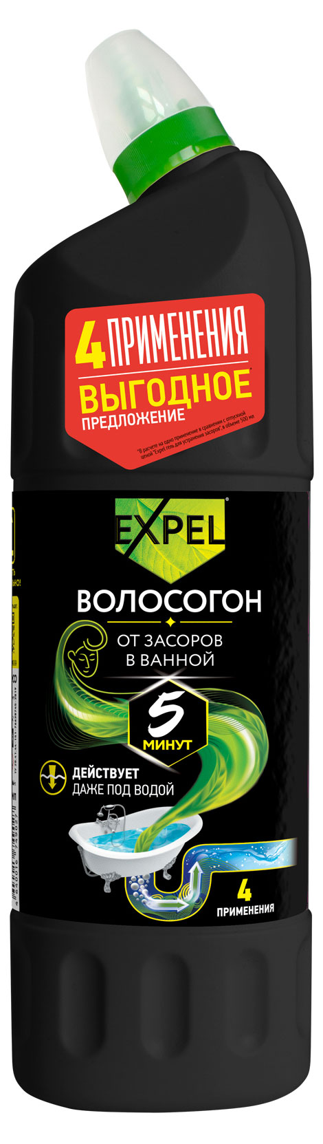

Гель для устранения засоров Expel Волосогон, 1 л
