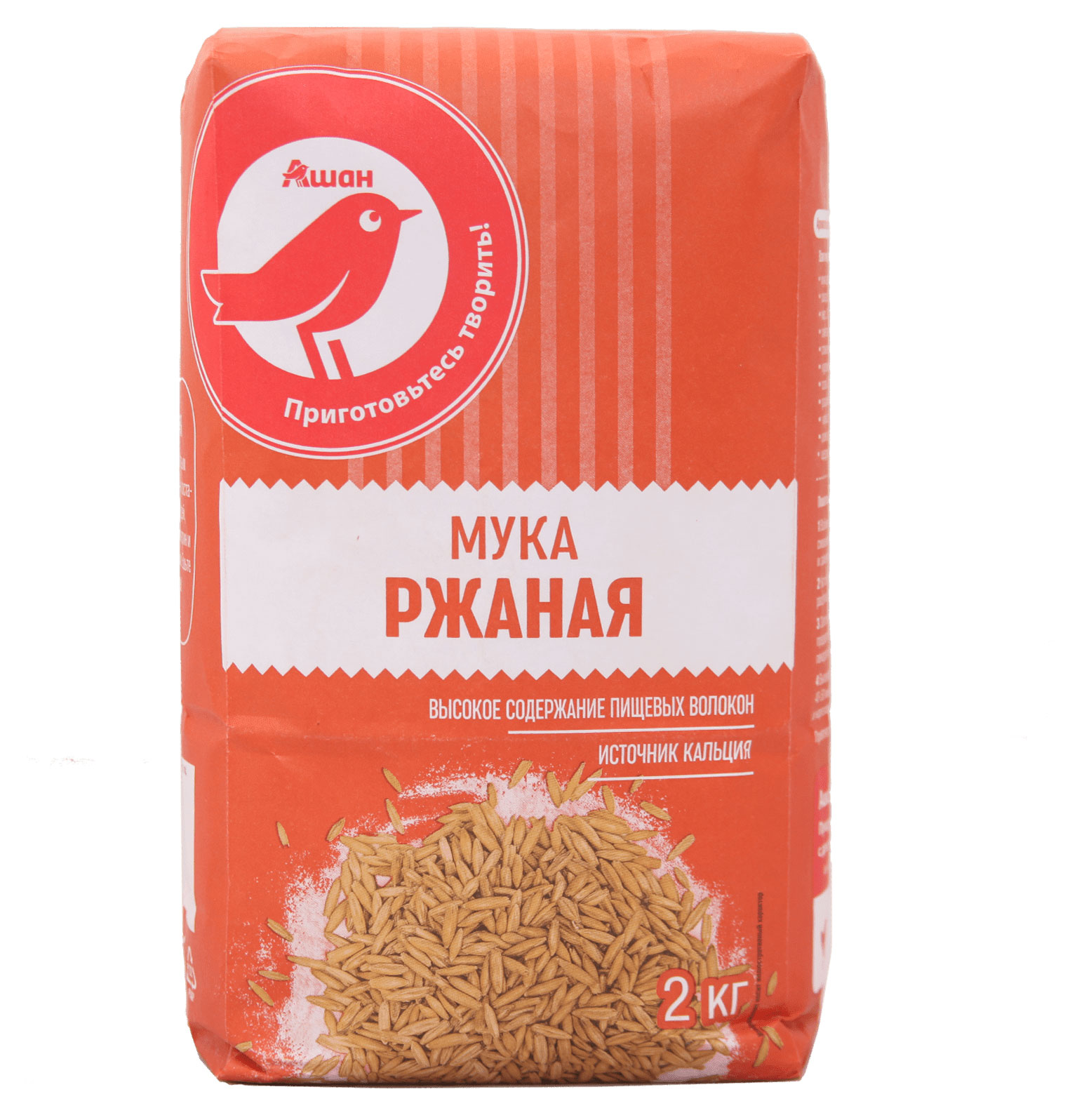 

Мука АШАН Красная птица ржаная, 2 кг