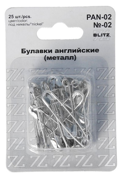 

Булавки английские Blitz под никель, 36 мм, 25 шт