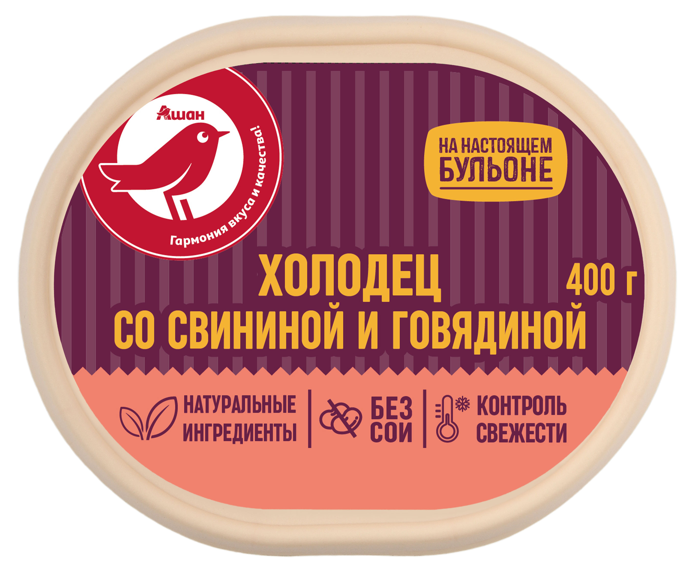 Изображение товара Холодец АШАН Красная птица из свинины и говядины, 400 г