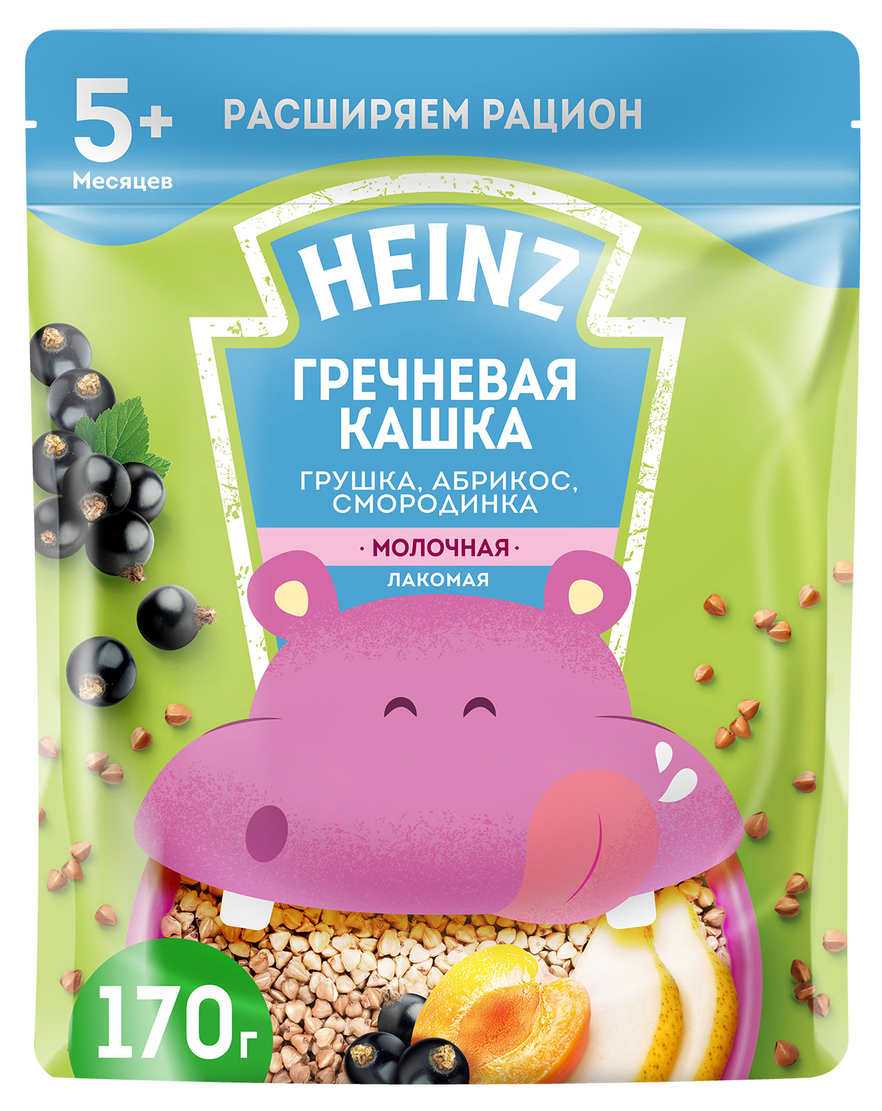 

Кашка молочная Heinz Лакомая гречневая груша-абрикос-смородина с 5 мес., 170 г