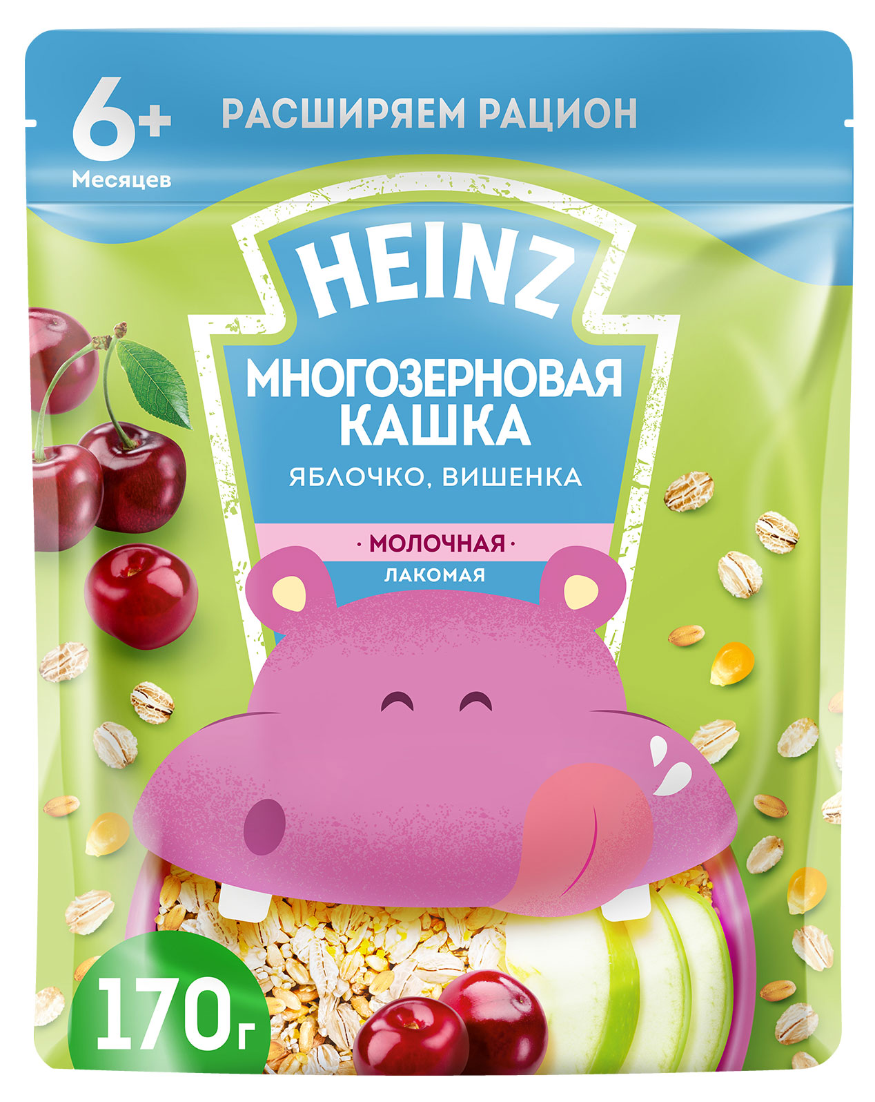 

Кашка молочная Heinz Многозерновая с яблоком и вишней с 6 мес., 170 г