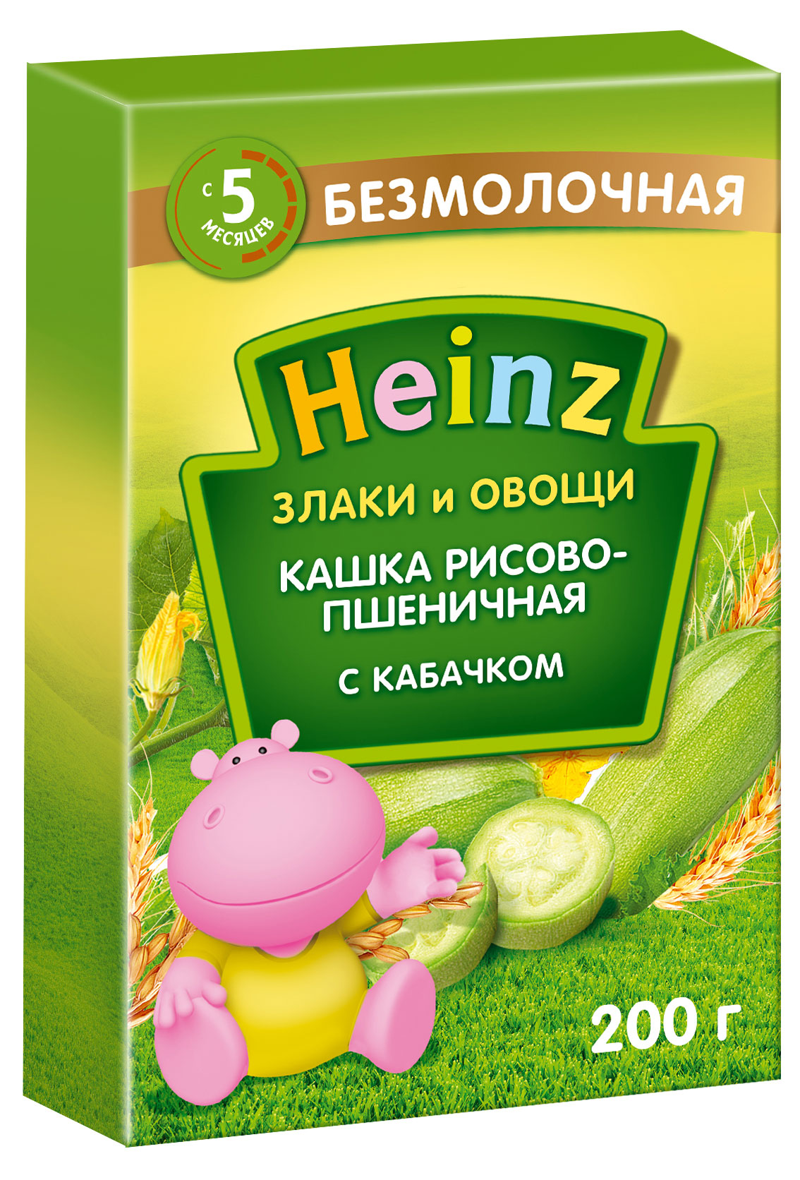 

Каша безмолочная Heinz Злаки и овощи рисово-пшеничная с кабачком с 5 мес., 200 г