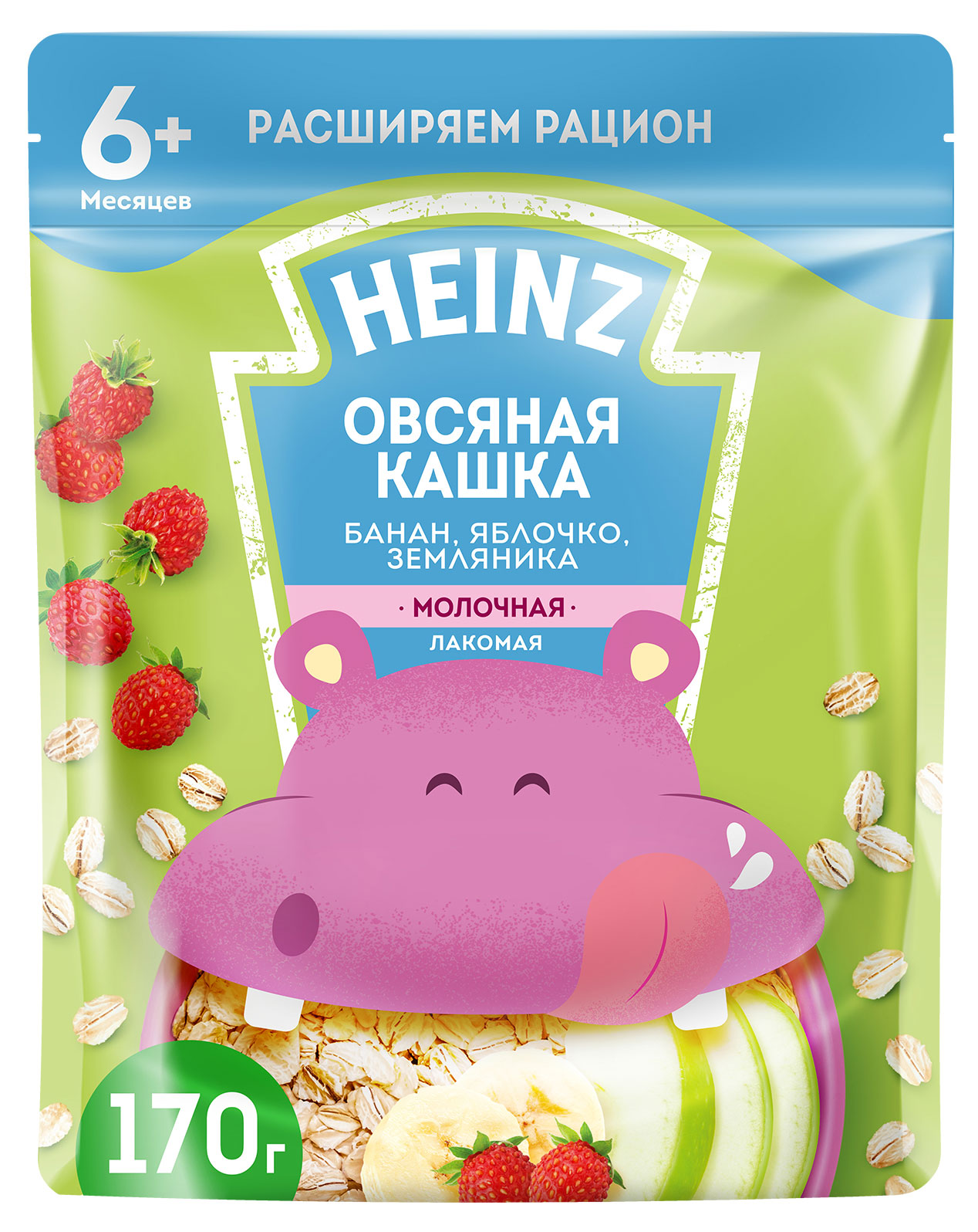 

Каша молочная Heinz овсяная банан-яблоко-земляника с 6 мес., 170 г