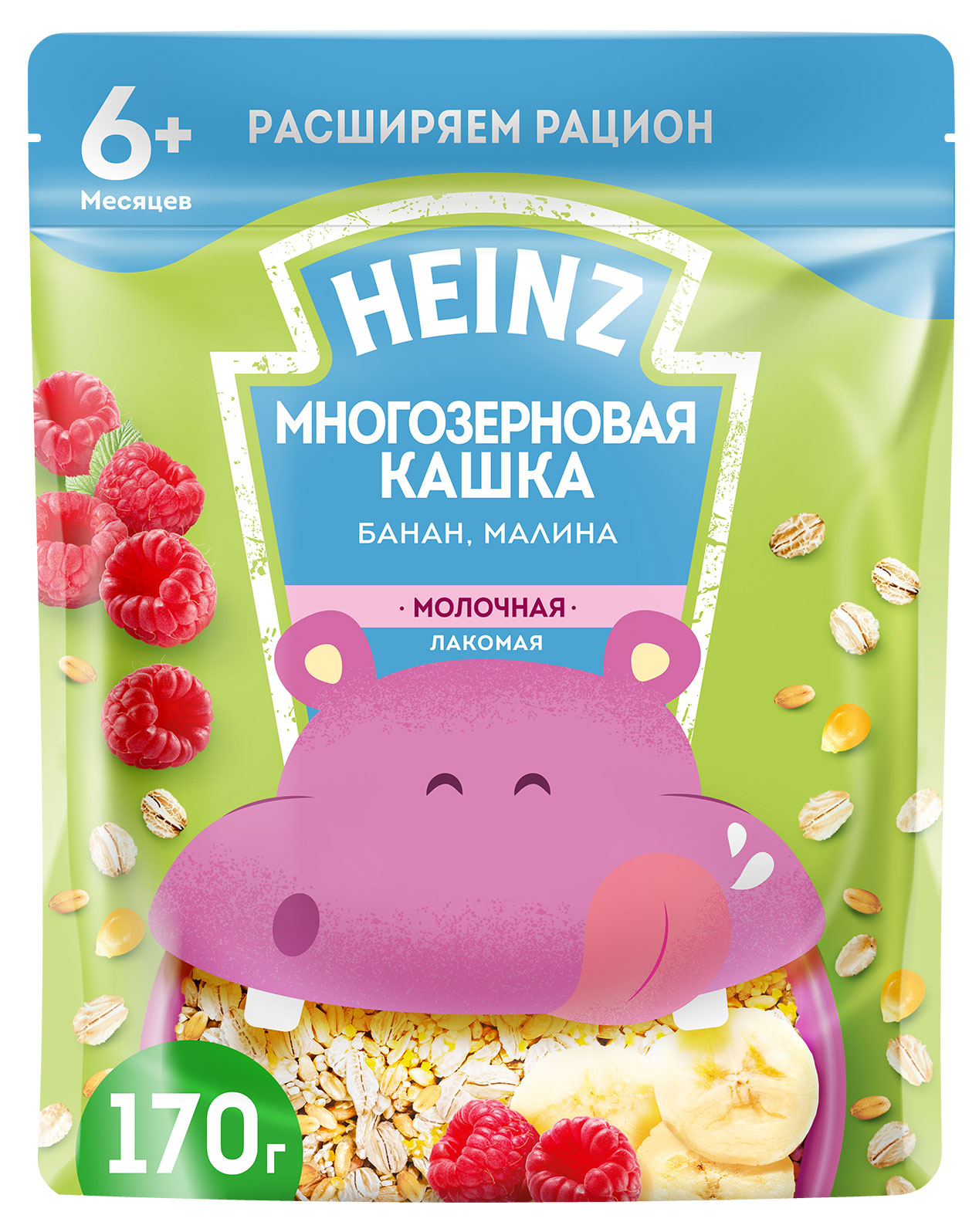 

Каша молочная Heinz многозерновая с бананом и малиной с 6 мес., 170 г