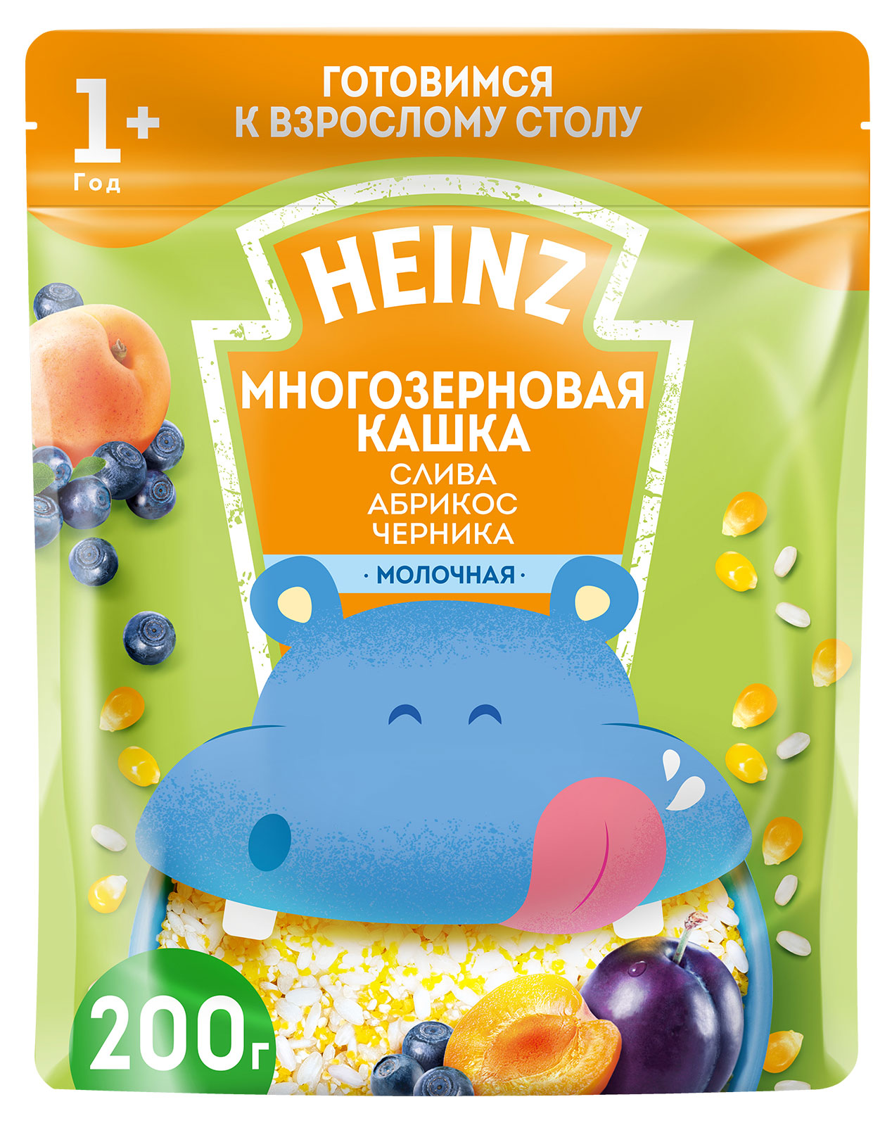 

Кашка молочная Heinz Многозерновая слива-абрикос-черника с 12 мес., 200 г